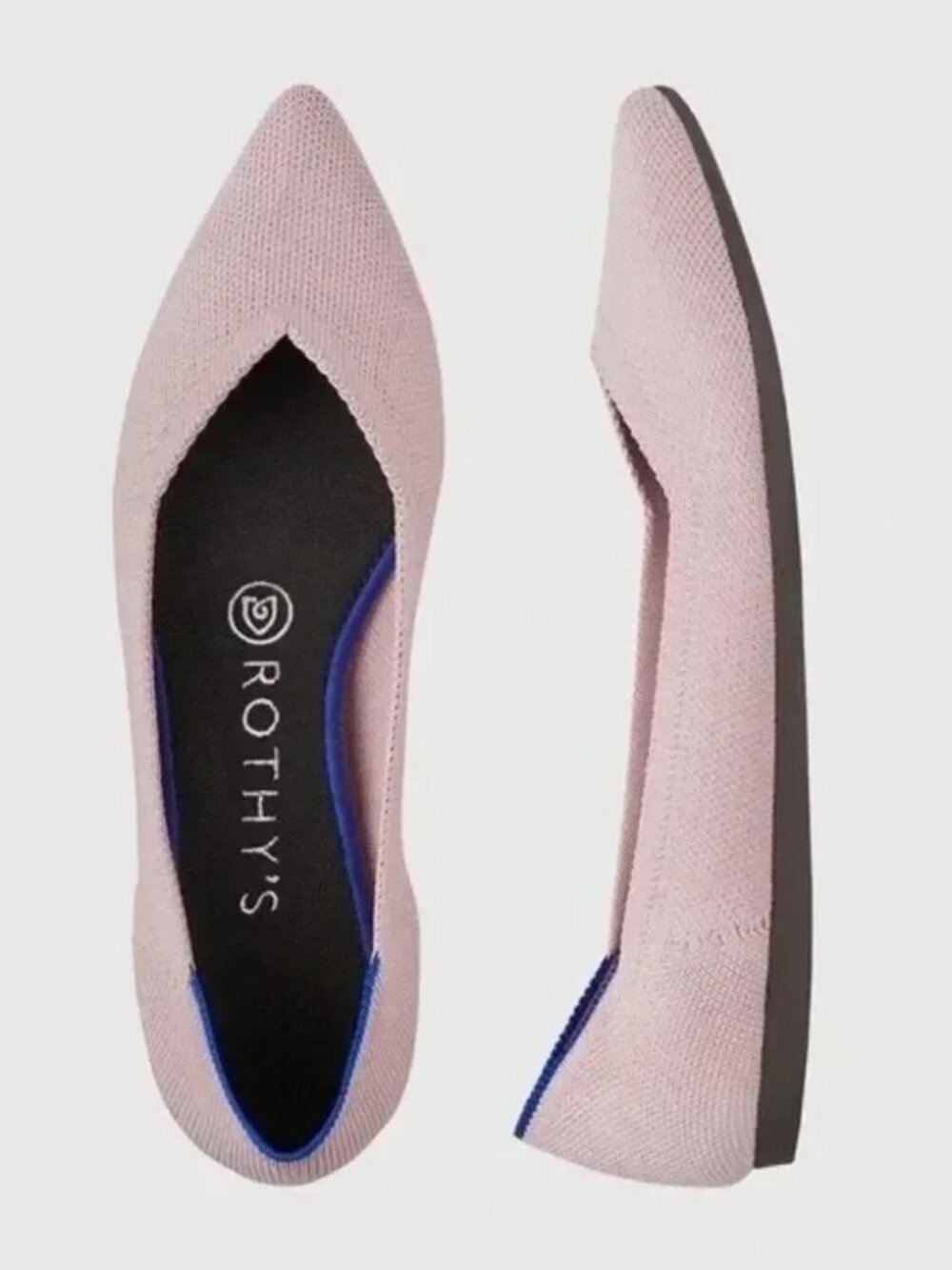 ROTHY'S Pointed Knit Flat in Petal Pink Size 9